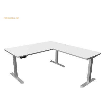Kerkmann Move 3 Premium Elektrischer Höhenverstellbarer Schreibtisch - Weiß/Silber, 160x180cm Kerkmann Move 3 Premium Elektrischer Höhenverstellbarer Schreibtisch - Weiß/Silber, 160x180cm