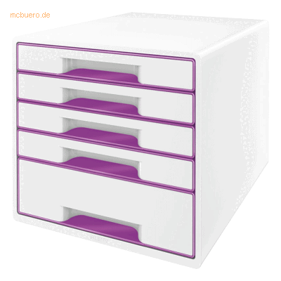 Leitz Schubladenbox Wow Cube 5 Schubladen PS perlweiß/violett Leitz Schubladenbox Wow Cube 5 Schubladen PS perlweiß/violett