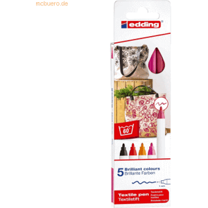 Edding Textilpen edding 4600 Rundspitze 1mm VE=5 Farben Edding Textilpen edding 4600 Rundspitze 1mm VE=5 Farben