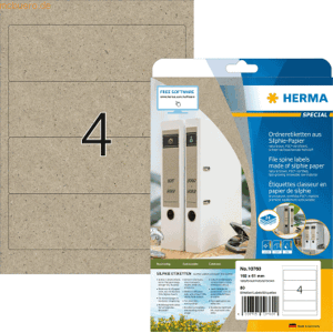 HERMA Ordneretiketten Silphie-Papier A4 192x61mm naturbraun VE=20 Blat HERMA Ordneretiketten Silphie-Papier A4 192x61mm naturbraun VE=20 Blat