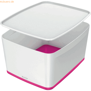 Leitz Aufbewahrungsbox myBox groß A4 mit Deckel weiß/pink Leitz Aufbewahrungsbox myBox groß A4 mit Deckel weiß/pink