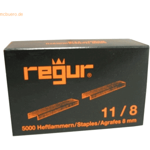 Regur MP-10 11/8 Heftklammern - Flachdraht, Silber, 8mm, 5000 Stück Regur MP-10 11/8 Heftklammern - Flachdraht, Silber, 8mm, 5000 Stück