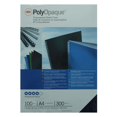 GBC Umschlagfolie PolyOpak A4 300my PP blau VE=100 Stück GBC Umschlagfolie PolyOpak A4 300my PP blau VE=100 Stück