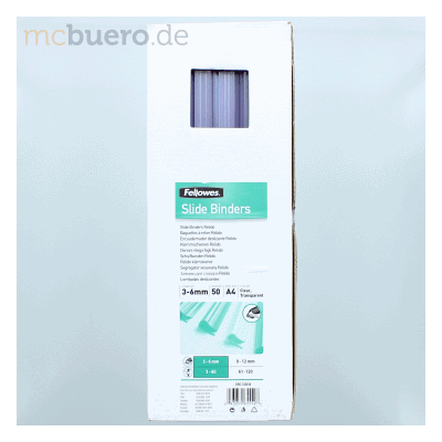 Fellowes Klemmschiene Relido 3-6mm transparent VE=50 Stück Fellowes Klemmschiene Relido 3-6mm transparent VE=50 Stück