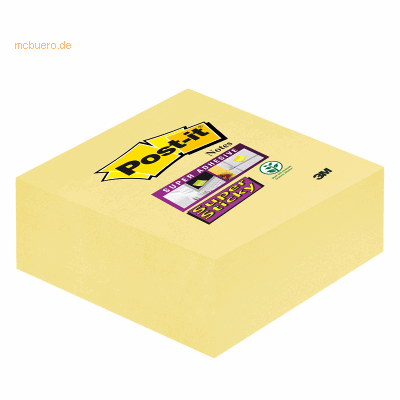 Post-it Haftnotiz Super Sticky Würfel 76x76mm 270 Blatt gelb Post-it Haftnotiz Super Sticky Würfel 76x76mm 270 Blatt gelb