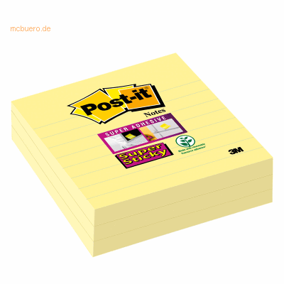Post-it Haftnotiz Super Sticky Notes 101x101mm liniert 70 Blatt gelb V Post-it Haftnotiz Super Sticky Notes 101x101mm liniert 70 Blatt gelb V
