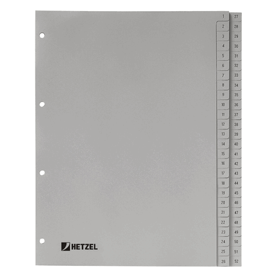 Hetzel Register A4 PP 1-52 grau Hetzel Register A4 PP 1-52 grau