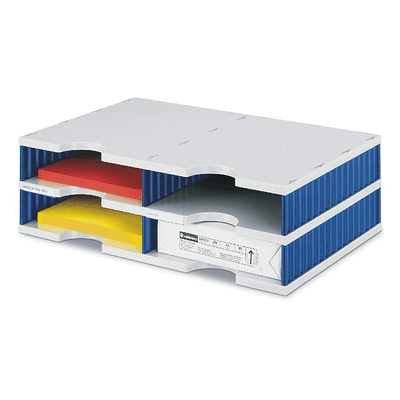Styro Sortierstation styrodoc Duo 4 Fächer grau/blau Styro Sortierstation styrodoc Duo 4 Fächer grau/blau