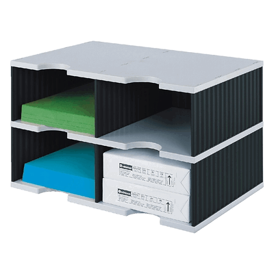 Styro Sortierstation styrodoc Duo JUMBO 4 Fächer grau/schwarz Styro Sortierstation styrodoc Duo JUMBO 4 Fächer grau/schwarz