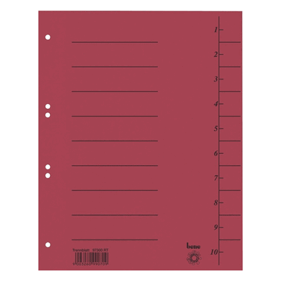 Bene Trennblätter A4 250g/qm rot VE=100 Stück Bene Trennblätter A4 250g/qm rot VE=100 Stück