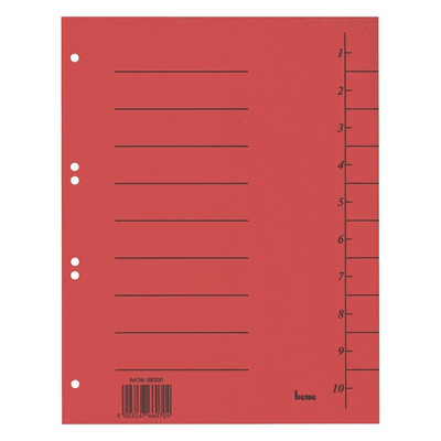 Bene Trennblätter A4 Karton 210g/qm rot VE=50 Blatt Bene Trennblätter A4 Karton 210g/qm rot VE=50 Blatt