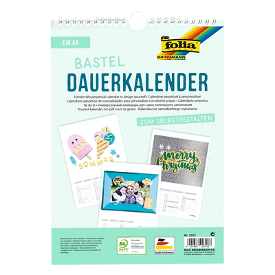 Folia Bastelkalender - A4 blanco weiß 13 Blatt + 1 zusätzliches Deckbl Folia Bastelkalender - A4 blanco weiß 13 Blatt + 1 zusätzliches Deckbl