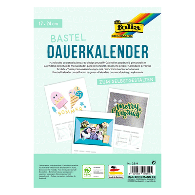 Folia Bastelkalender - 17 x 24 cm weiß 13 Blatt + 1 zusätzliches Deckb Folia Bastelkalender - 17 x 24 cm weiß 13 Blatt + 1 zusätzliches Deckb