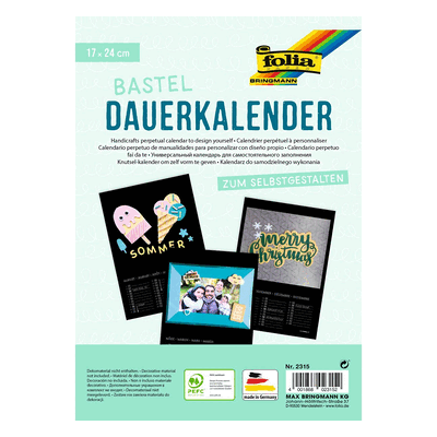 Folia Bastelkalender - 17 x 24 cm schwarz 13 Blatt + 1 zusätzliches De Folia Bastelkalender - 17 x 24 cm schwarz 13 Blatt + 1 zusätzliches De