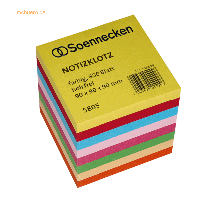 Soennecken Modell 9x9x9cm Bunt Notizblock - Notizblock Soennecken Modell 9x9x9cm Bunt Notizblock - Notizblock