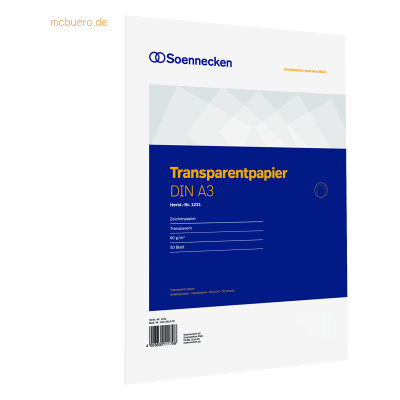 Soennecken Transparentpapier 1231 DIN A3 80g 50 Blatt Soennecken Transparentpapier 1231 DIN A3 80g 50 Blatt