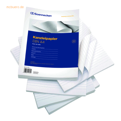 Soennecken Kanzleipapier 5281 A3/A4 ohne Korrekturrand liniert 250 Bla Soennecken Kanzleipapier 5281 A3/A4 ohne Korrekturrand liniert 250 Bla