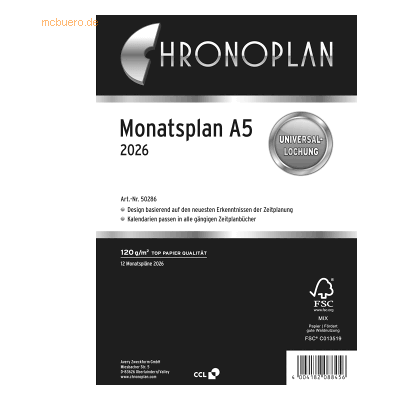 Chronoplan Monatsplan A5 Kalendarium 2026 Chronoplan Monatsplan A5 Kalendarium 2026