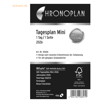 Chronoplan Tagesplan Mini 1 Tag/1 Seite Kalendarium 2016 weiß Chronoplan Tagesplan Mini 1 Tag/1 Seite Kalendarium 2016 weiß