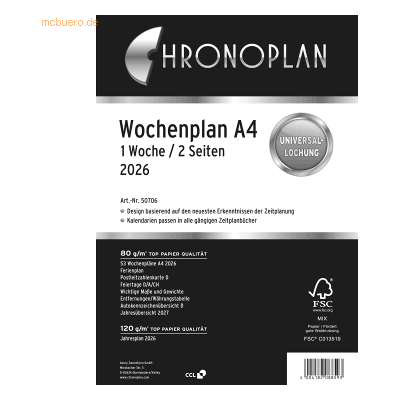 Chronoplan Wochenplan A4 1 Woche/2 Seiten 2026 Chronoplan Wochenplan A4 1 Woche/2 Seiten 2026
