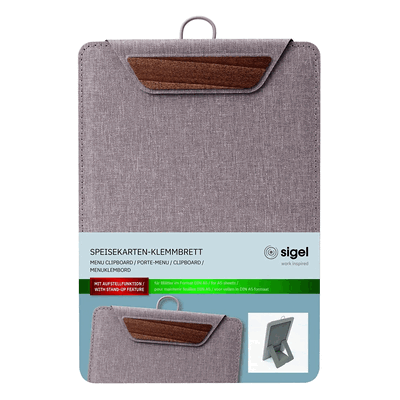 Sigel Speisekarten-Klemmbrett für DIN A5 recyc. PET hellgrau/Walnussho Sigel Speisekarten-Klemmbrett für DIN A5 recyc. PET hellgrau/Walnussho