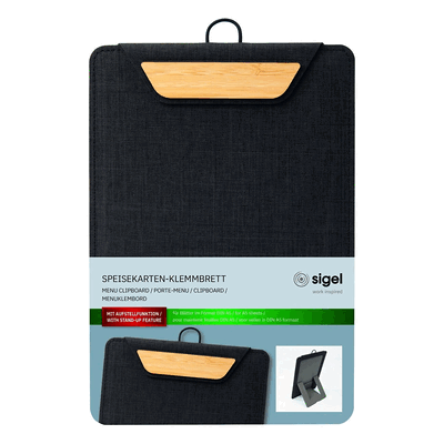 Sigel Speisekarten-Klemmbrett für DIN A5 recyc. PET grau/Bambus Sigel Speisekarten-Klemmbrett für DIN A5 recyc. PET grau/Bambus