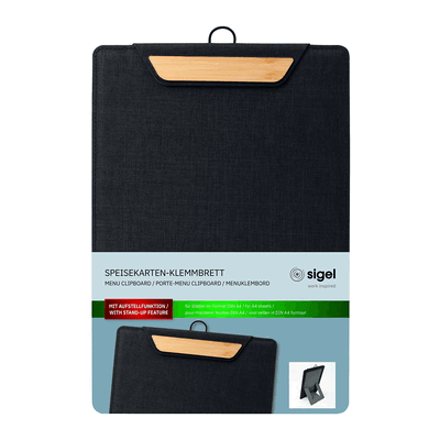 Sigel Speisekarten-Klemmbrett für DIN A4 recyc. PET grau/Bambus Sigel Speisekarten-Klemmbrett für DIN A4 recyc. PET grau/Bambus