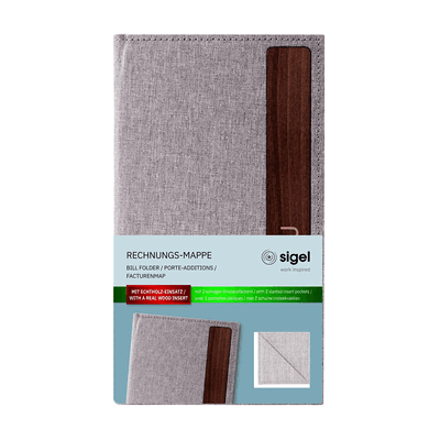 Sigel Rechnungs-Mappe THANK YOU recyc.PET grau/Bambus 130x230x10mm Sigel Rechnungs-Mappe THANK YOU recyc.PET grau/Bambus 130x230x10mm