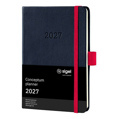 Sigel Wochenkalender Conceptum 2027 Hardcover schwarz/rot 176 Seiten c Sigel Wochenkalender Conceptum 2027 Hardcover schwarz/rot 176 Seiten c