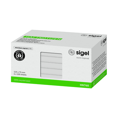 Sigel Haftnotizen weiß 125x75mm 6x100 Blatt Sigel Haftnotizen weiß 125x75mm 6x100 Blatt