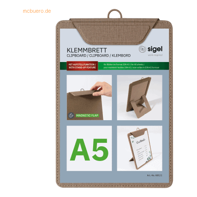 Sigel Speisekarten-Klemmbrett für DIN A5 Kunststoff beige Sigel Speisekarten-Klemmbrett für DIN A5 Kunststoff beige