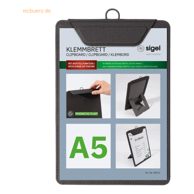 Sigel Speisekarten-Klemmbrett für DIN A5 Kunststoff anthrazit Sigel Speisekarten-Klemmbrett für DIN A5 Kunststoff anthrazit