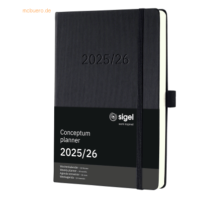 Sigel Wochenkalender Conceptum ca. A5 18 Monate Hardcover schwarz 2025 Sigel Wochenkalender Conceptum ca. A5 18 Monate Hardcover schwarz 2025