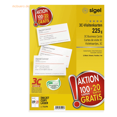 Sigel Visitenkarten 3C Mehrinhalt Aktion 20 Karten gratis Sigel Visitenkarten 3C Mehrinhalt Aktion 20 Karten gratis