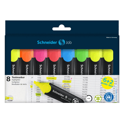 Schneider Textmarker Job sortiert Karton-Etui 8 Stück Aktion Schneider Textmarker Job sortiert Karton-Etui 8 Stück Aktion