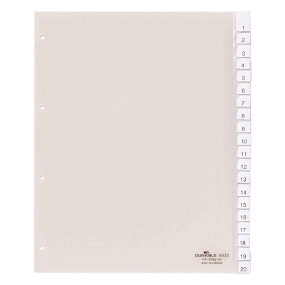 Durable Register 683319 245x297cm 20teilig Hartfolie transparent Durable Register 683319 245x297cm 20teilig Hartfolie transparent