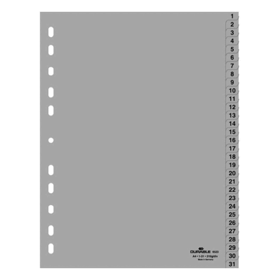 10 x Durable Register A4 1-31 PP grau 10 x Durable Register A4 1-31 PP grau