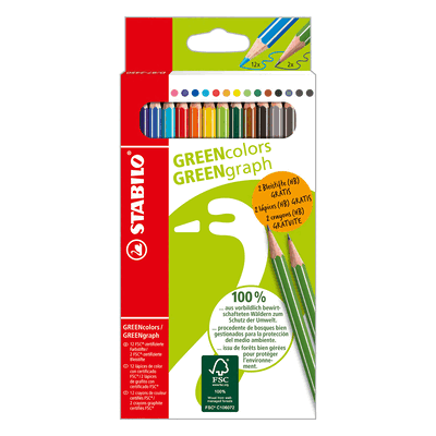 Stabilo Buntstift GREENcolors + GREENgraph Kartonetui 12 Stück/12 Farb Stabilo Buntstift GREENcolors + GREENgraph Kartonetui 12 Stück/12 Farb