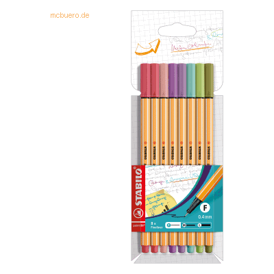 STABILO point 88 Fineliner - 8 Farben - 0,4 mm - Wasserbasierte Tinte STABILO point 88 Fineliner - 8 Farben - 0,4 mm - Wasserbasierte Tinte