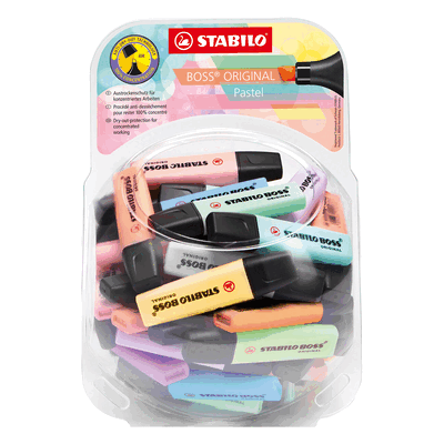 Stabilo Textmarker BOSS Pastel Display Bonbonglas 60 Stück/14 Farben Stabilo Textmarker BOSS Pastel Display Bonbonglas 60 Stück/14 Farben