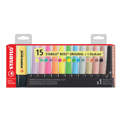 5 x Stabilo Textmarker BOSS ORIGINAL Tischset 15 Stück/15 Farben 5 x Stabilo Textmarker BOSS ORIGINAL Tischset 15 Stück/15 Farben