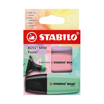 10 x Stabilo Textmarker BOSS MINI Pastel Pack 3 Stück/3 Farben 10 x Stabilo Textmarker BOSS MINI Pastel Pack 3 Stück/3 Farben