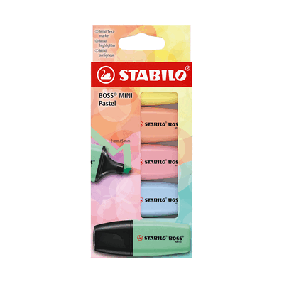 10 x Stabilo Textmarker BOSS MINI Pastel Pack 5 Stück/5 Farben 10 x Stabilo Textmarker BOSS MINI Pastel Pack 5 Stück/5 Farben