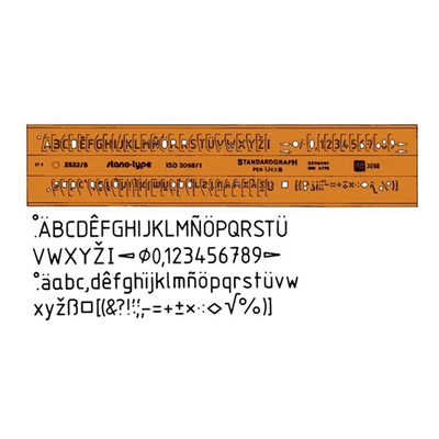 Standardgraph Schriftschablone Typ B gerade (Mittelschrift) 5 mm. Standardgraph Schriftschablone Typ B gerade (Mittelschrift) 5 mm.