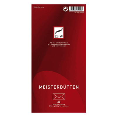 DFW Briefumschlag Meisterbütten - DIN lang gefüttert 80 g/qm 25 Stück. DFW Briefumschlag Meisterbütten - DIN lang gefüttert 80 g/qm 25 Stück.