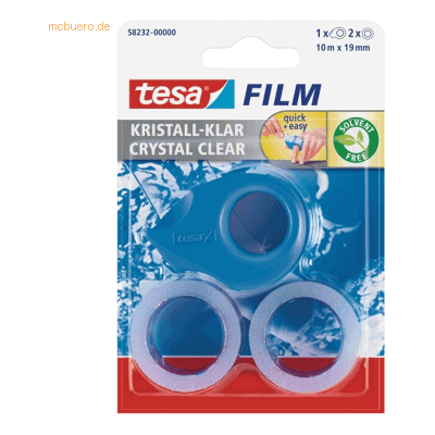 9 x Tesa Klebefilm tesafilm 10mx19mm kristall-klar VE=2 Stück + Abroll 9 x Tesa Klebefilm tesafilm 10mx19mm kristall-klar VE=2 Stück + Abroll