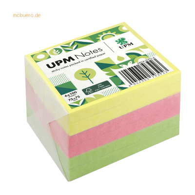 UPM Notes Haftnotiz 5854-21PG-6 Brillant 75x75mm 100 Blatt sortiert 6 UPM Notes Haftnotiz 5854-21PG-6 Brillant 75x75mm 100 Blatt sortiert 6