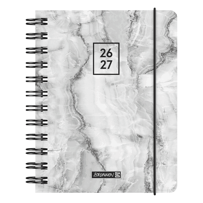 Brunnen Schülerkalender A6 1 Tag/Seite Grey Marble 2026/2027 Brunnen Schülerkalender A6 1 Tag/Seite Grey Marble 2026/2027