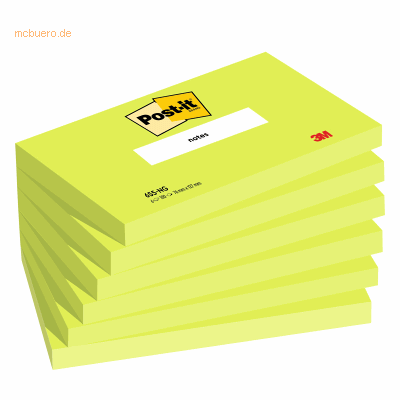 Post-it Haftnotiz Notes 655-NG 127x76mm neongrün 6x100 Blatt Post-it Haftnotiz Notes 655-NG 127x76mm neongrün 6x100 Blatt