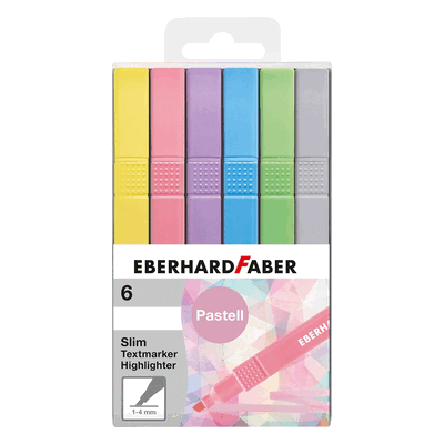 6 x EBERHARD FABER Textmarker Slim - 6er Etui Pastellfarben sortiert. 6 x EBERHARD FABER Textmarker Slim - 6er Etui Pastellfarben sortiert.